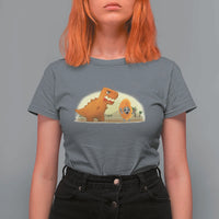 Dino Nuggets Chasing Cat T Shirt For Women Funny Nugget Lover Gift - Wonder Print Shop