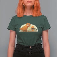 Dino Nuggets Chasing Cat T Shirt For Women Funny Nugget Lover Gift - Wonder Print Shop