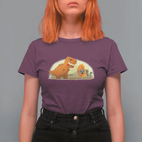 Dino Nuggets Chasing Cat T Shirt For Women Funny Nugget Lover Gift - Wonder Print Shop