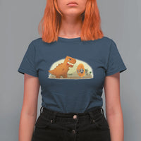 Dino Nuggets Chasing Cat T Shirt For Women Funny Nugget Lover Gift - Wonder Print Shop