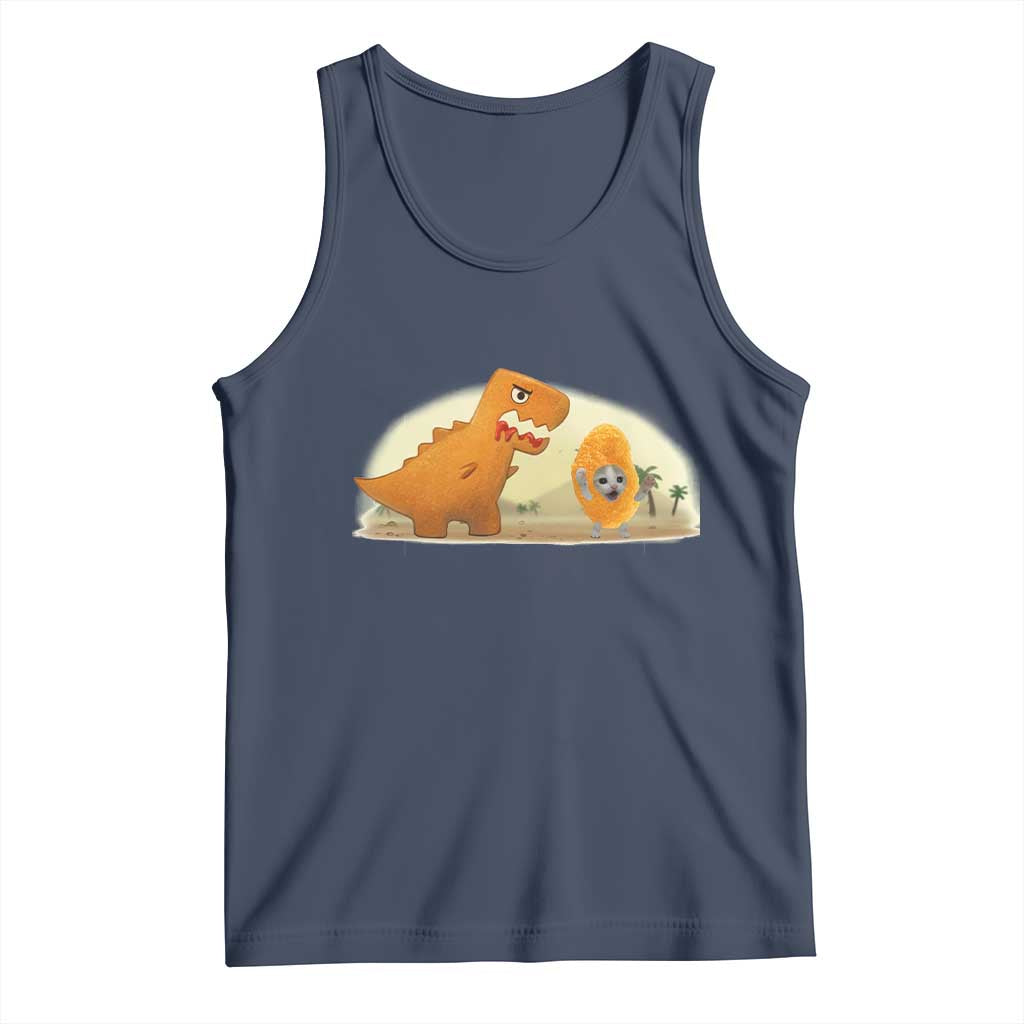 Dino Nuggets Chasing Cat Tank Top Funny Nugget Lover Gift - Wonder Print Shop