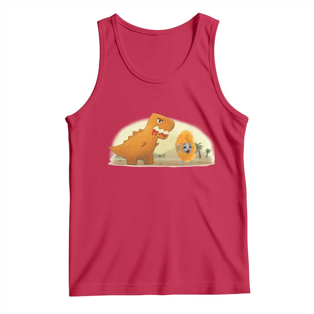 Dino Nuggets Chasing Cat Tank Top Funny Nugget Lover Gift - Wonder Print Shop