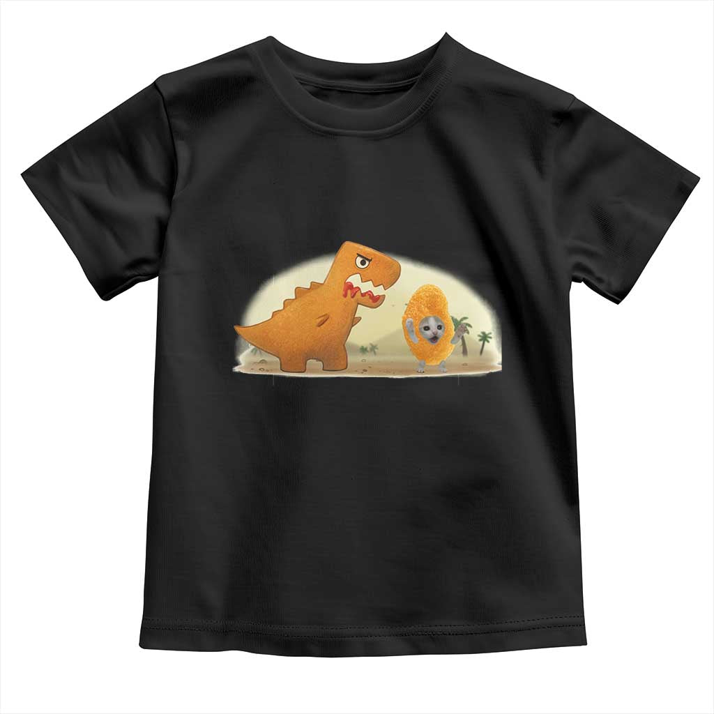 Dino Nuggets Chasing Cat Toddler T Shirt Funny Nugget Lover Gift - Wonder Print Shop