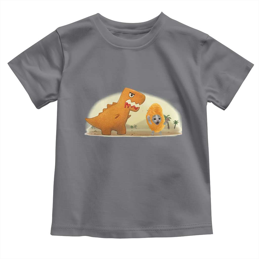 Dino Nuggets Chasing Cat Toddler T Shirt Funny Nugget Lover Gift - Wonder Print Shop
