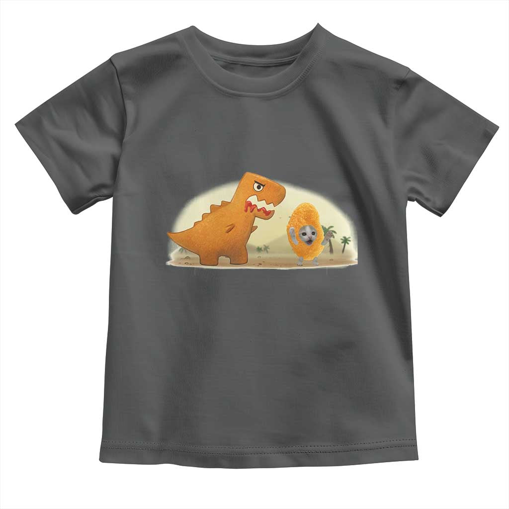 Dino Nuggets Chasing Cat Toddler T Shirt Funny Nugget Lover Gift - Wonder Print Shop