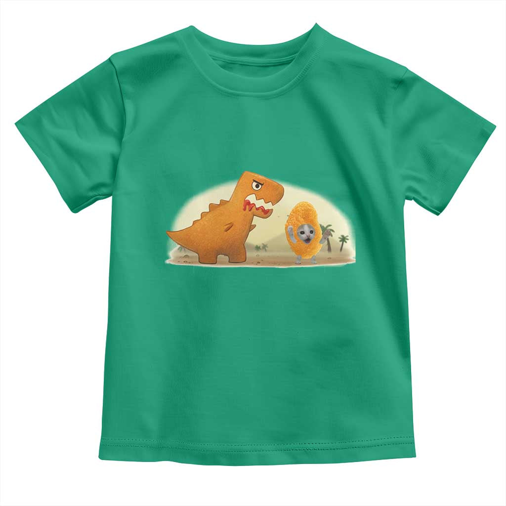 Dino Nuggets Chasing Cat Toddler T Shirt Funny Nugget Lover Gift - Wonder Print Shop
