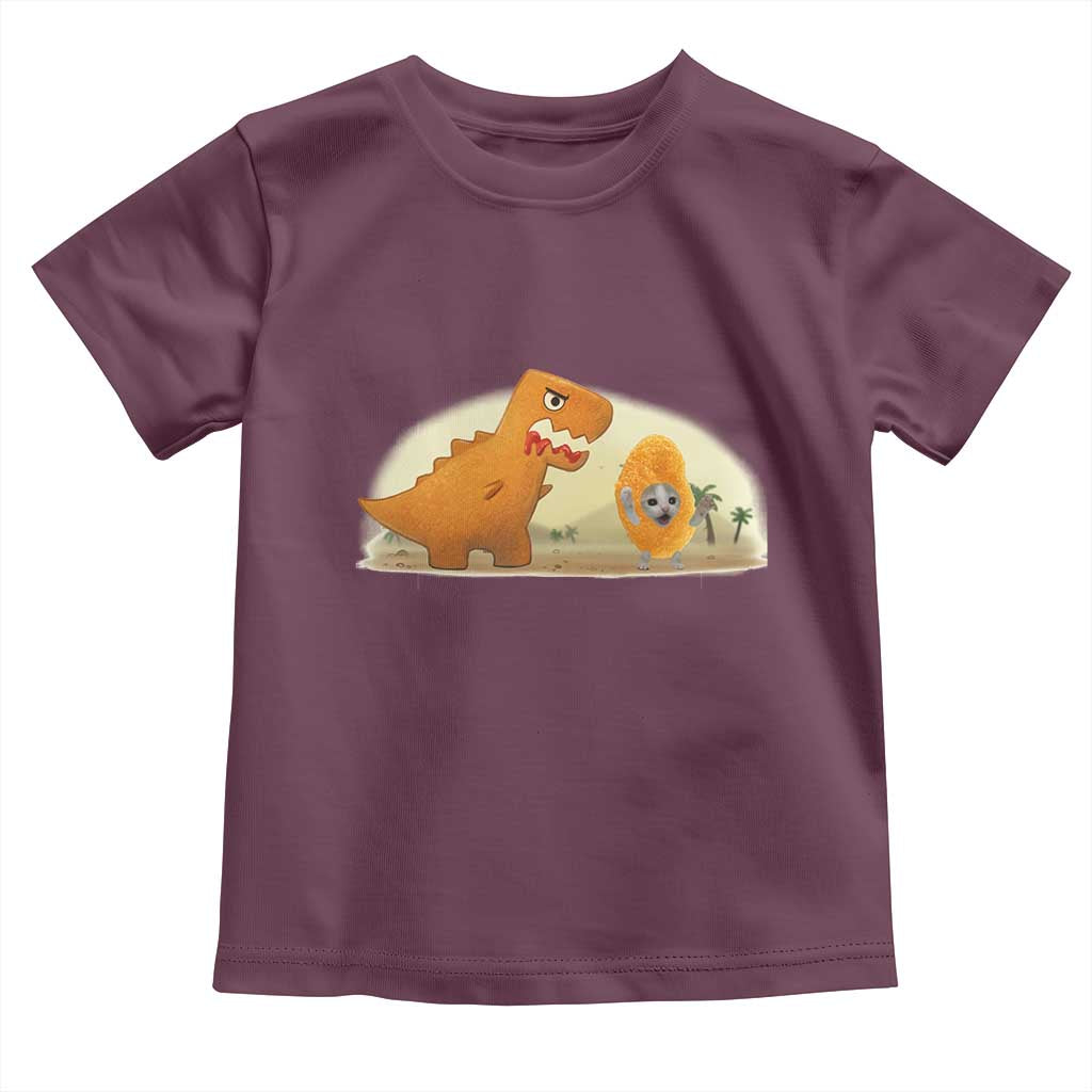 Dino Nuggets Chasing Cat Toddler T Shirt Funny Nugget Lover Gift - Wonder Print Shop