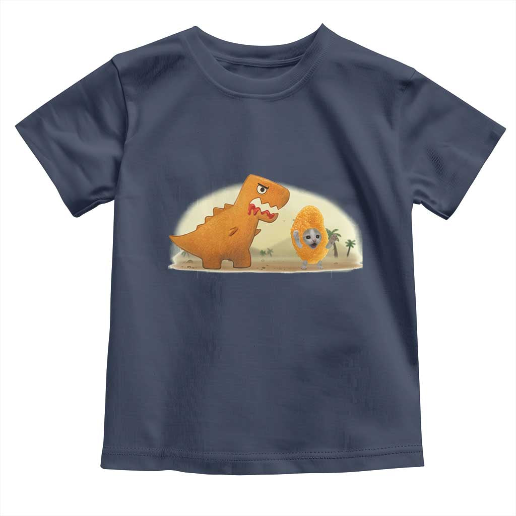 Dino Nuggets Chasing Cat Toddler T Shirt Funny Nugget Lover Gift - Wonder Print Shop