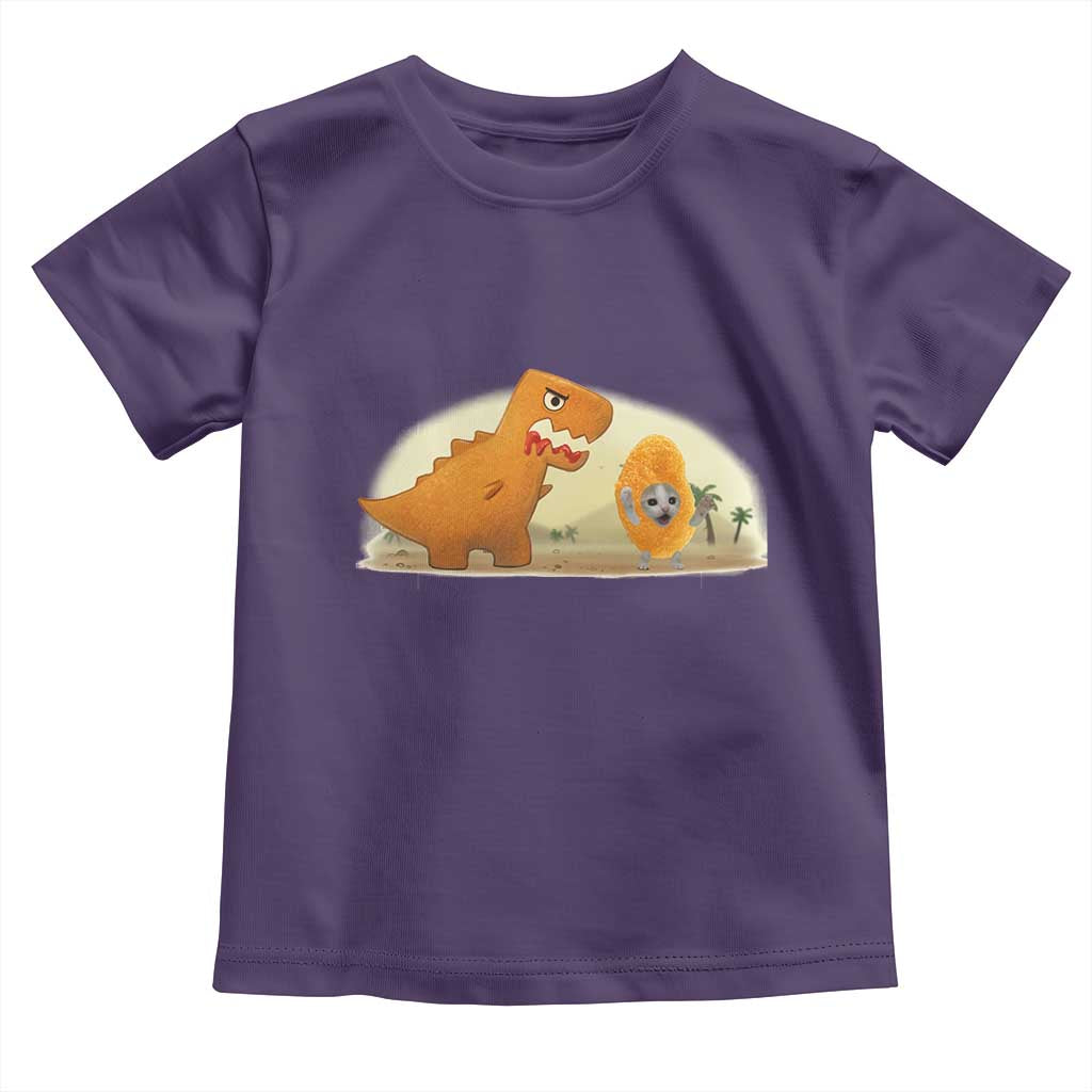 Dino Nuggets Chasing Cat Toddler T Shirt Funny Nugget Lover Gift - Wonder Print Shop