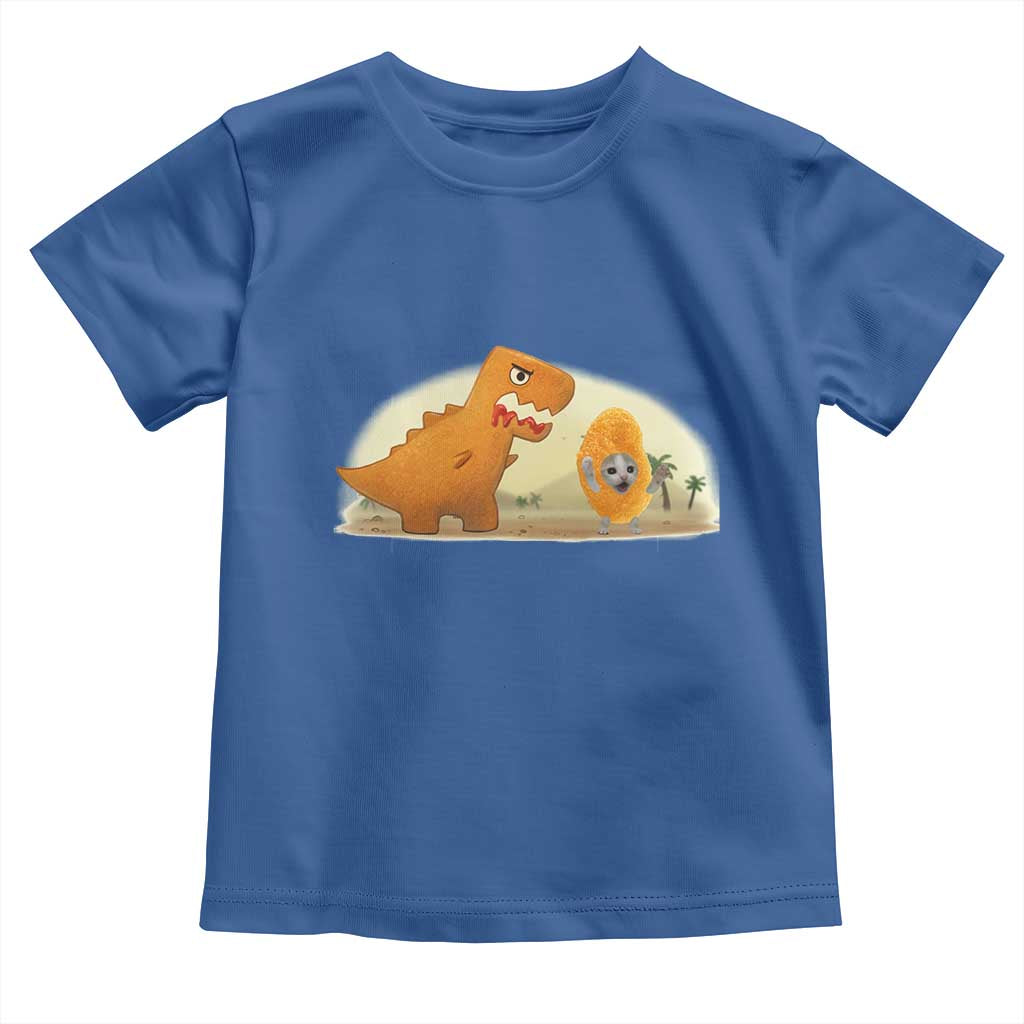 Dino Nuggets Chasing Cat Toddler T Shirt Funny Nugget Lover Gift - Wonder Print Shop