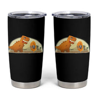 Dino Nuggets Chasing Cat Tumbler Cup Funny Nugget Lover Gift