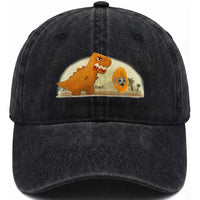 Dino Nuggets Chasing Cat Washed Cotton Baseball Cap Funny Nugget Lover Gift