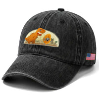 Dino Nuggets Chasing Cat Washed Cotton Baseball Cap Funny Nugget Lover Gift