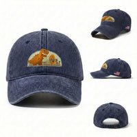 Dino Nuggets Chasing Cat Washed Cotton Baseball Cap Funny Nugget Lover Gift