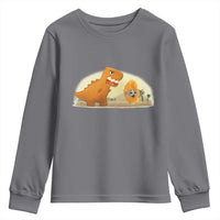 Dino Nuggets Chasing Cat Youth Sweatshirt Funny Nugget Lover Gift - Wonder Print Shop