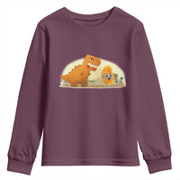 Dino Nuggets Chasing Cat Youth Sweatshirt Funny Nugget Lover Gift - Wonder Print Shop