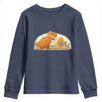 Dino Nuggets Chasing Cat Youth Sweatshirt Funny Nugget Lover Gift - Wonder Print Shop