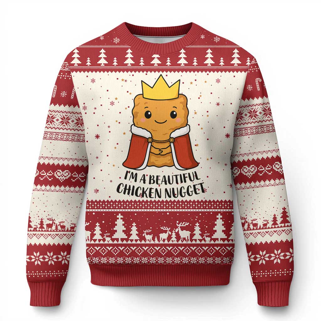 I'm A Beautiful Chicken Nugget Ugly Christmas Sweater Food Humor Gift - Wonder Print Shop