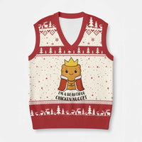 I'm A Beautiful Chicken Nugget V-Neck Knit Sweater Vest Food Humor Gift - Wonder Print Shop