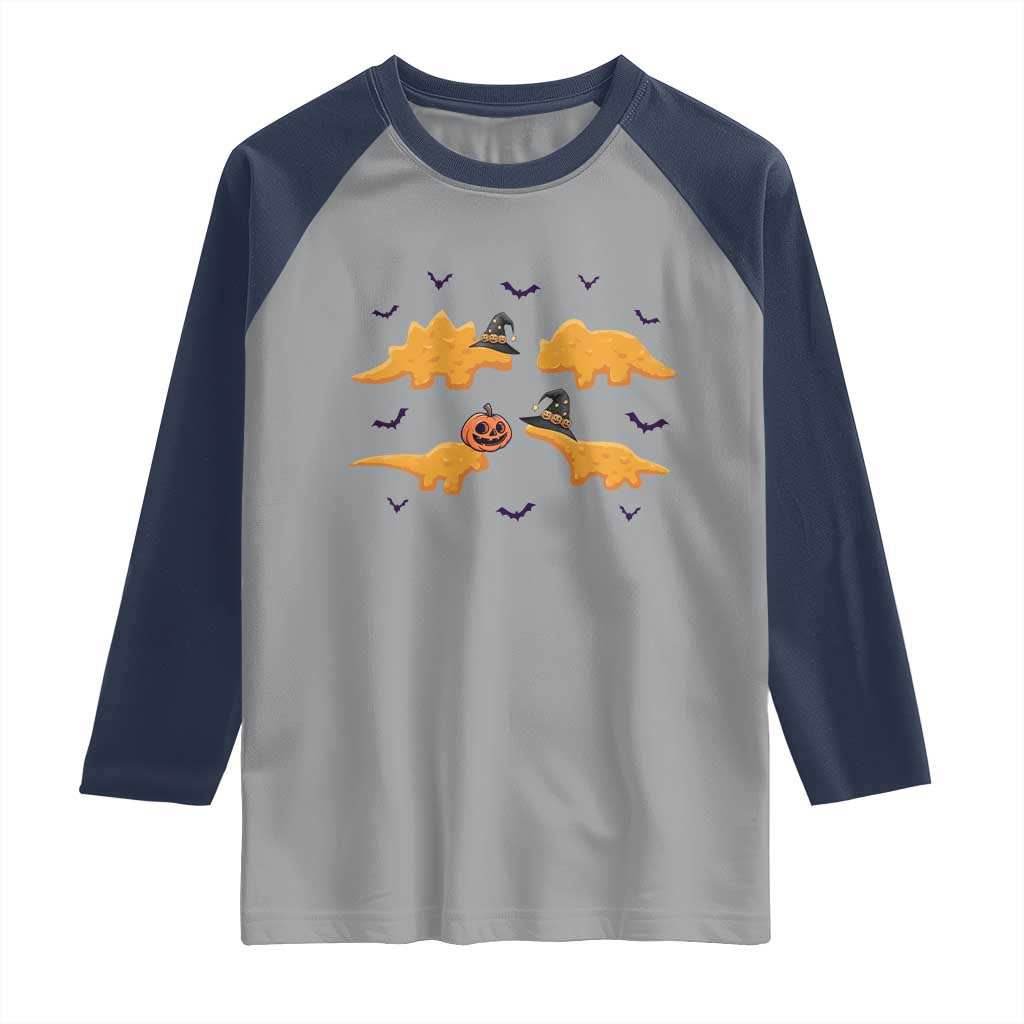 Halloween Dinosaur Nugget Raglan Shirt Funny Spooky Food Gift - Wonder Print Shop