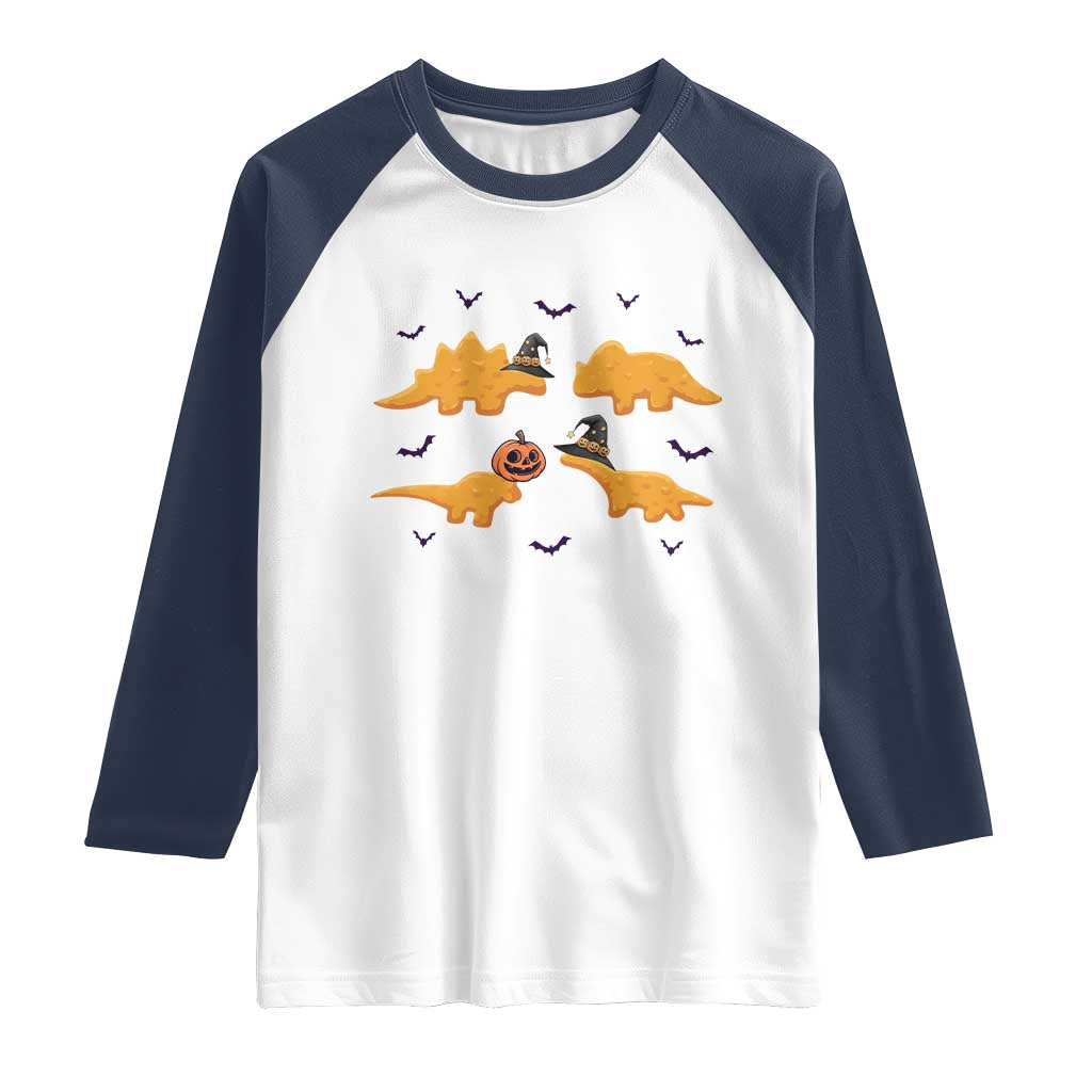 Halloween Dinosaur Nugget Raglan Shirt Funny Spooky Food Gift - Wonder Print Shop