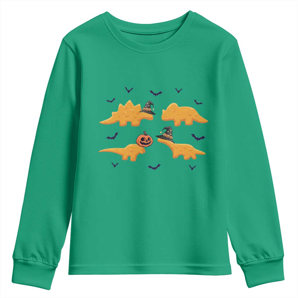 Halloween Dinosaur Nugget Youth Sweatshirt Funny Spooky Food Gift - Wonder Print Shop