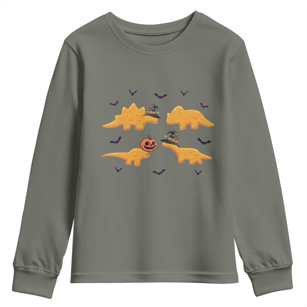 Halloween Dinosaur Nugget Youth Sweatshirt Funny Spooky Food Gift - Wonder Print Shop