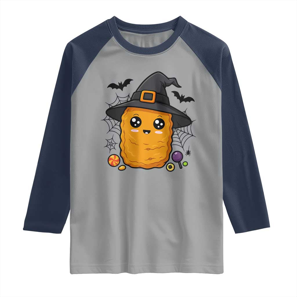 Halloween Nugget With Witch Hat Raglan Shirt Funny Food Gift - Wonder Print Shop