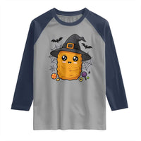 Halloween Nugget With Witch Hat Raglan Shirt Funny Food Gift - Wonder Print Shop