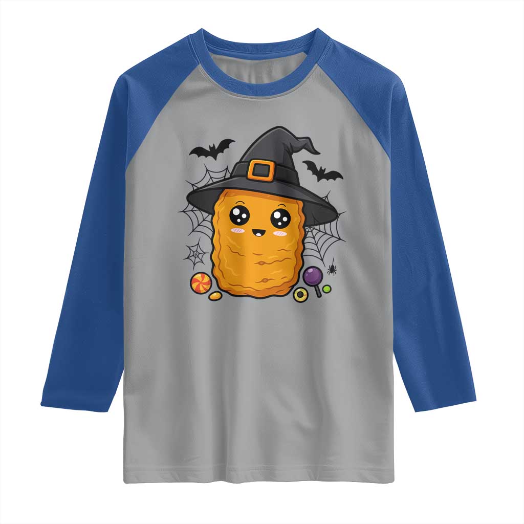 Halloween Nugget With Witch Hat Raglan Shirt Funny Food Gift - Wonder Print Shop