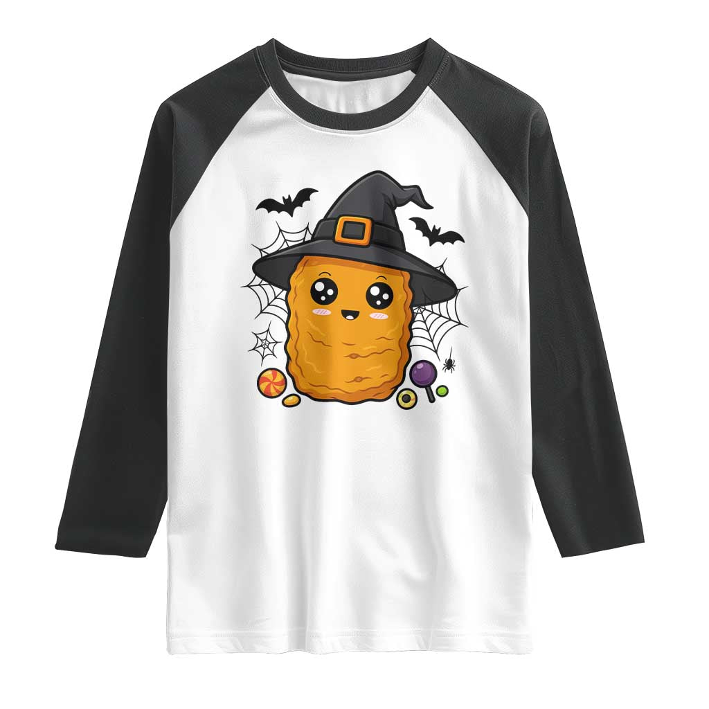 Halloween Nugget With Witch Hat Raglan Shirt Funny Food Gift - Wonder Print Shop