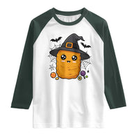Halloween Nugget With Witch Hat Raglan Shirt Funny Food Gift - Wonder Print Shop