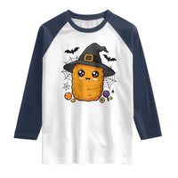 Halloween Nugget With Witch Hat Raglan Shirt Funny Food Gift - Wonder Print Shop