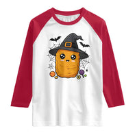 Halloween Nugget With Witch Hat Raglan Shirt Funny Food Gift - Wonder Print Shop