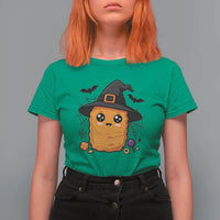 Halloween Nugget With Witch Hat T Shirt For Women Funny Food Gift - Wonder Print Shop