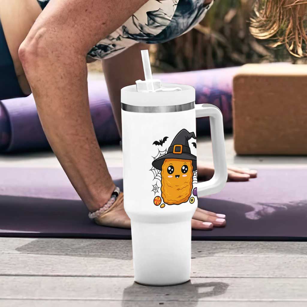 Halloween Nugget With Witch Hat Tumbler With Handle Funny Food Gift