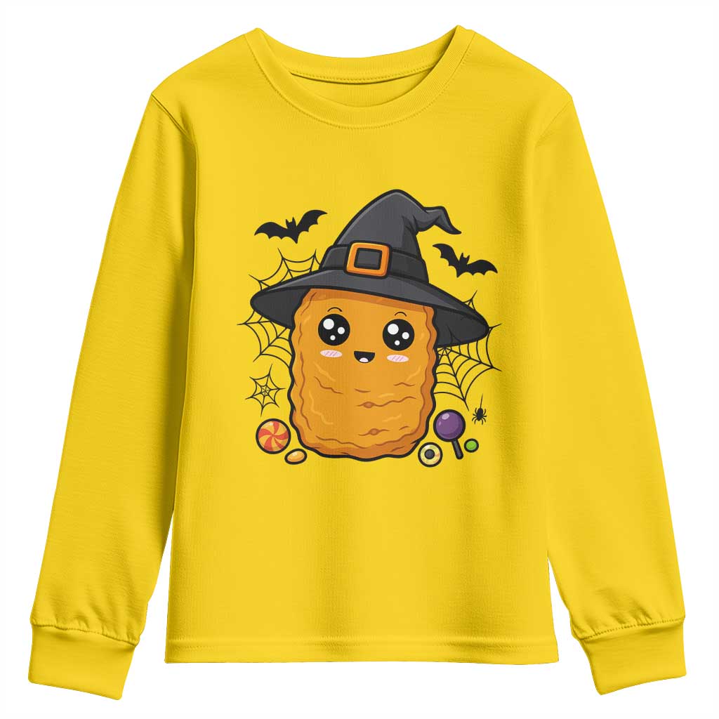Halloween Nugget With Witch Hat Youth Sweatshirt Funny Food Gift - Wonder Print Shop