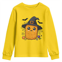 Halloween Nugget With Witch Hat Youth Sweatshirt Funny Food Gift - Wonder Print Shop