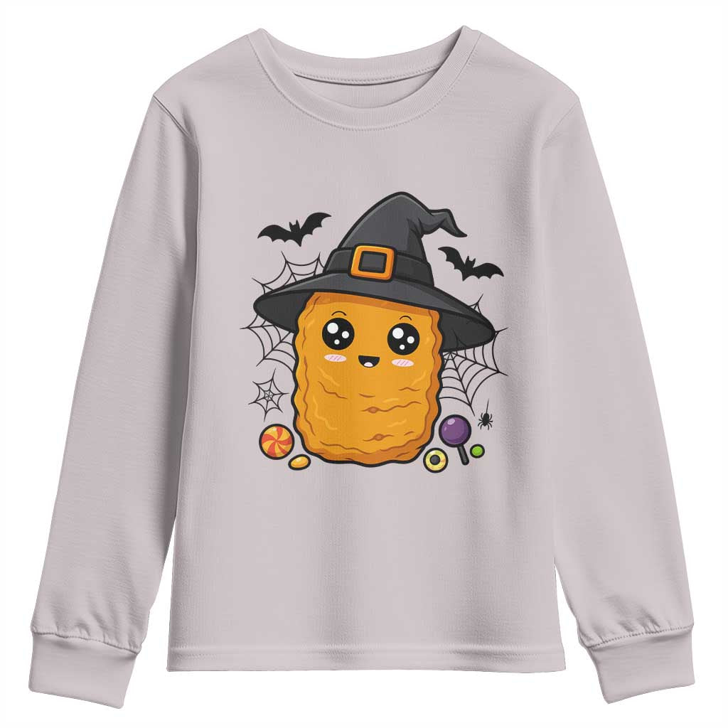 Halloween Nugget With Witch Hat Youth Sweatshirt Funny Food Gift - Wonder Print Shop
