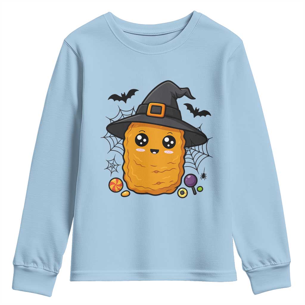 Halloween Nugget With Witch Hat Youth Sweatshirt Funny Food Gift - Wonder Print Shop