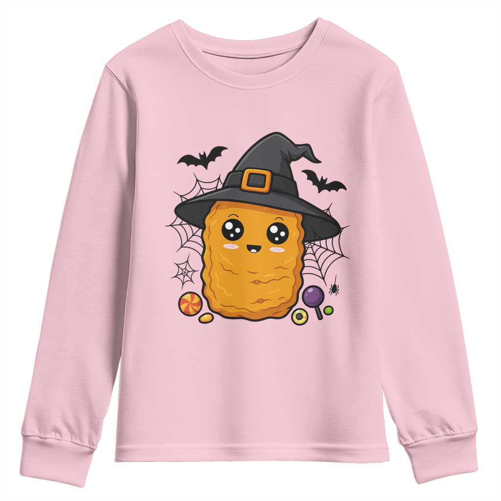 Halloween Nugget With Witch Hat Youth Sweatshirt Funny Food Gift - Wonder Print Shop