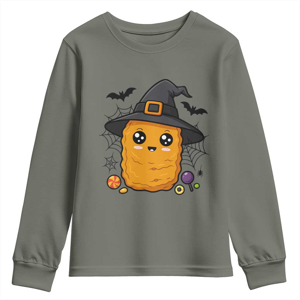 Halloween Nugget With Witch Hat Youth Sweatshirt Funny Food Gift - Wonder Print Shop