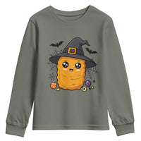 Halloween Nugget With Witch Hat Youth Sweatshirt Funny Food Gift - Wonder Print Shop
