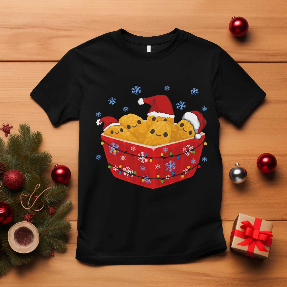 Christmas Chicken Nuggets T Shirt Funny Food Lover Gift - Wonder Print Shop