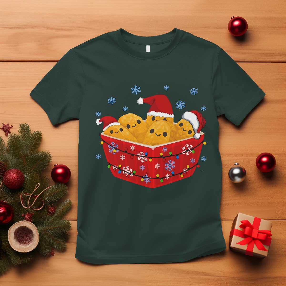 Christmas Chicken Nuggets T Shirt Funny Food Lover Gift - Wonder Print Shop