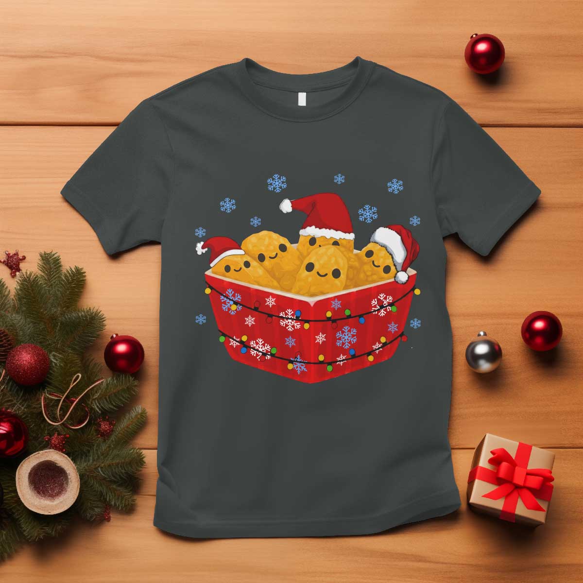 Christmas Chicken Nuggets T Shirt Funny Food Lover Gift - Wonder Print Shop