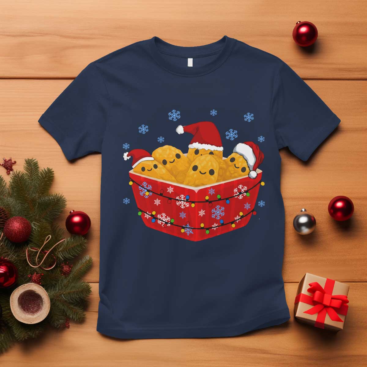 Christmas Chicken Nuggets T Shirt Funny Food Lover Gift - Wonder Print Shop
