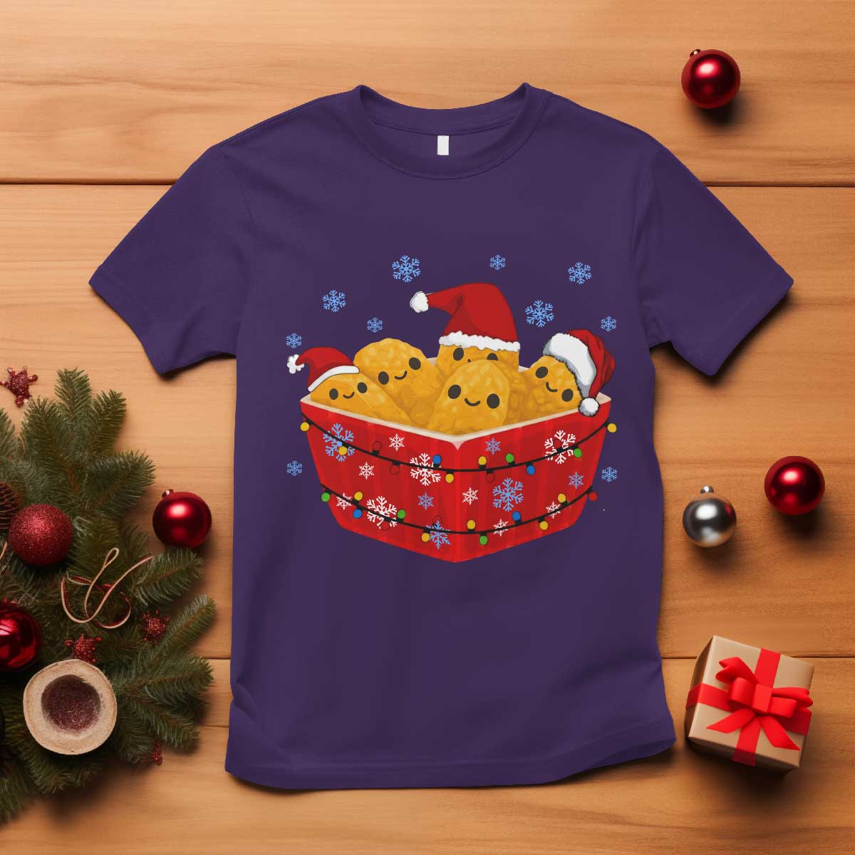 Christmas Chicken Nuggets T Shirt Funny Food Lover Gift - Wonder Print Shop