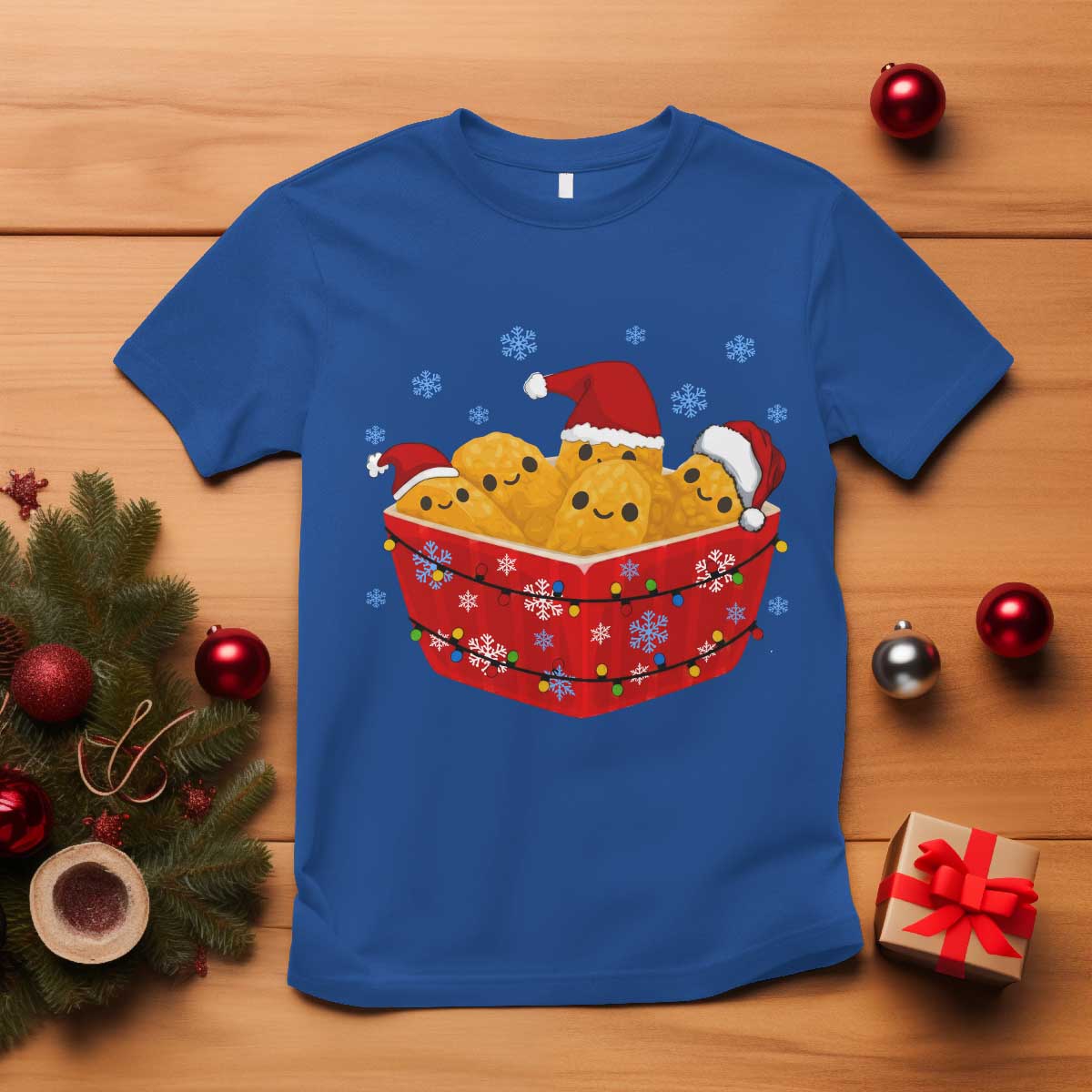 Christmas Chicken Nuggets T Shirt Funny Food Lover Gift - Wonder Print Shop