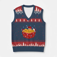 Xmas Chicken Nuggets V-Neck Knit Sweater Vest Funny Food Lover Gift - Wonder Print Shop